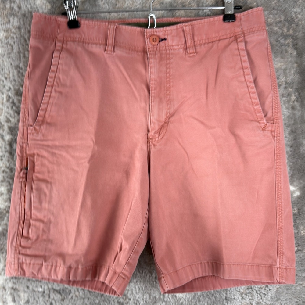 LL Bean Size 32W Classic Fit Stretch Minimalist Shorts Pink Button Zip Casual